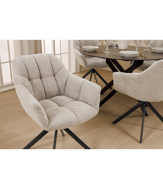 Invicta Interior Draaistoel PAPILLON 180° draaibaar met armleuningen bouclé beige - 44592