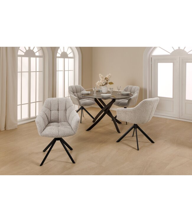 Invicta Interior Draaistoel PAPILLON 180° draaibaar met armleuningen bouclé beige - 44592