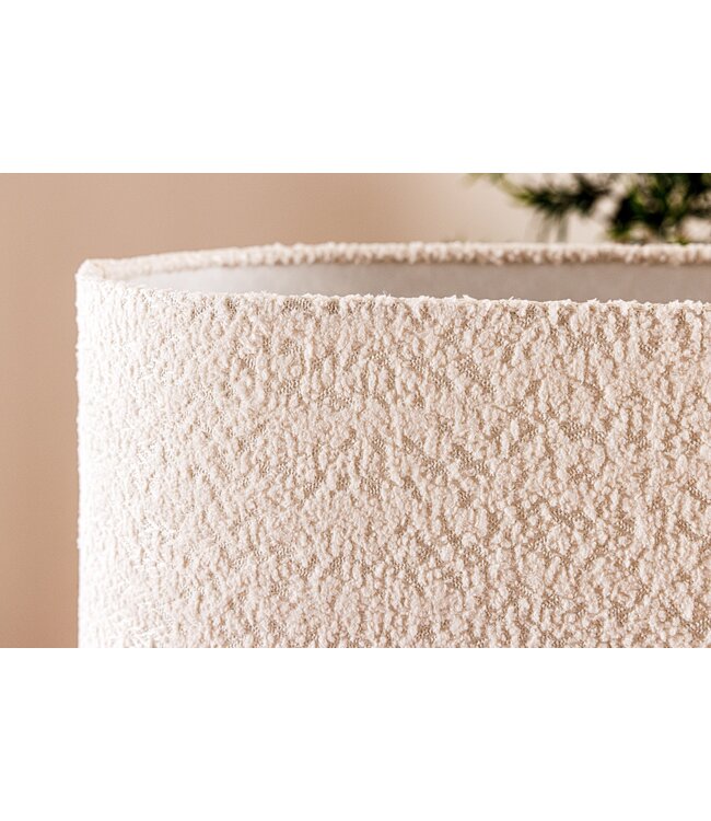 Invicta Interior Tafellamp LOVERS 60 cm lampenkap van natuurlijk raintreehout, bouclé wit - 46649