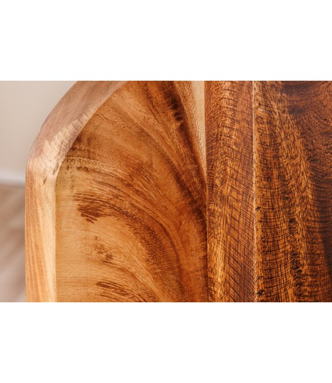 Invicta Interior Tafellamp LOVERS 60 cm lampenkap van natuurlijk raintreehout, bouclé wit - 46649