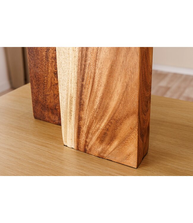 Invicta Interior Tafellamp LOVERS 60 cm lampenkap van natuurlijk raintreehout, bouclé wit - 46649