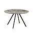 Invicta Interior Eettafel ATELIER 120 cm rond, grijze steenlook met zwarte metalen poten - 46570