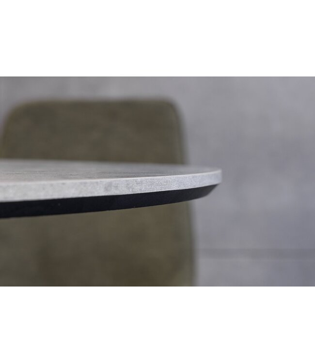 Invicta Interior Eettafel ATELIER 120 cm rond, grijze steenlook met zwarte metalen poten - 46570