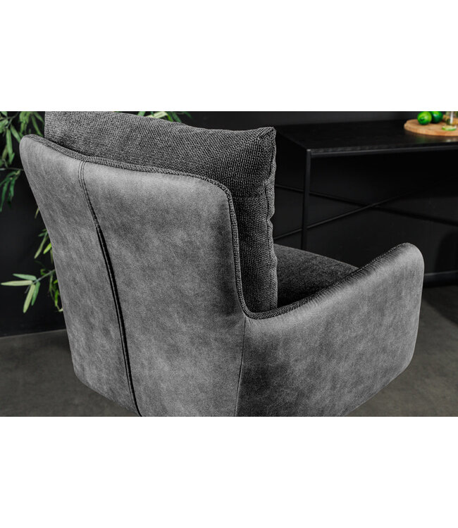 Invicta Interior Barkruk BIG GEORGE met armleuningen, plat geweven fluweel, antraciet, draaibaar. - 44717