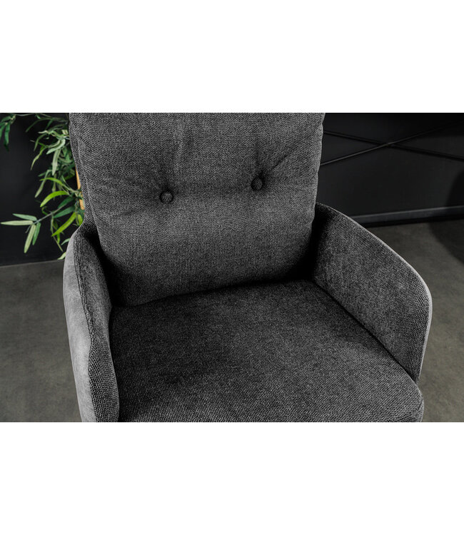 Invicta Interior Barkruk BIG GEORGE met armleuningen, plat geweven fluweel, antraciet, draaibaar. - 44717