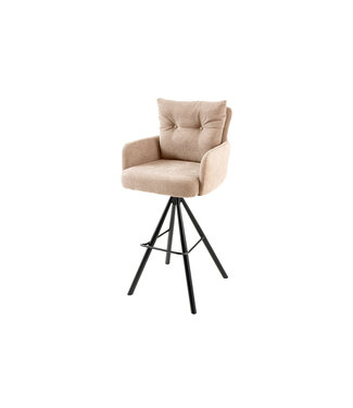 Invicta Interior Barkruk BIG GEORGE met armleuningen, plat geweven fluweel, champagnebeige, draaibaar. - 44718