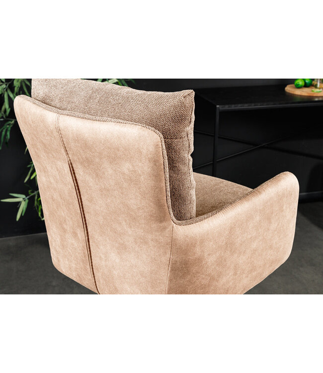 Invicta Interior Barkruk BIG GEORGE met armleuningen, plat geweven fluweel, champagnebeige, draaibaar. - 44718