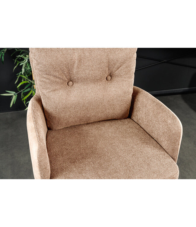 Invicta Interior Barkruk BIG GEORGE met armleuningen, plat geweven fluweel, champagnebeige, draaibaar. - 44718