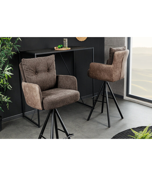 Invicta Interior Barkruk BIG GEORGE met armleuningen, plat geweven fluweel, taupekleurig, draaibaar. - 44719