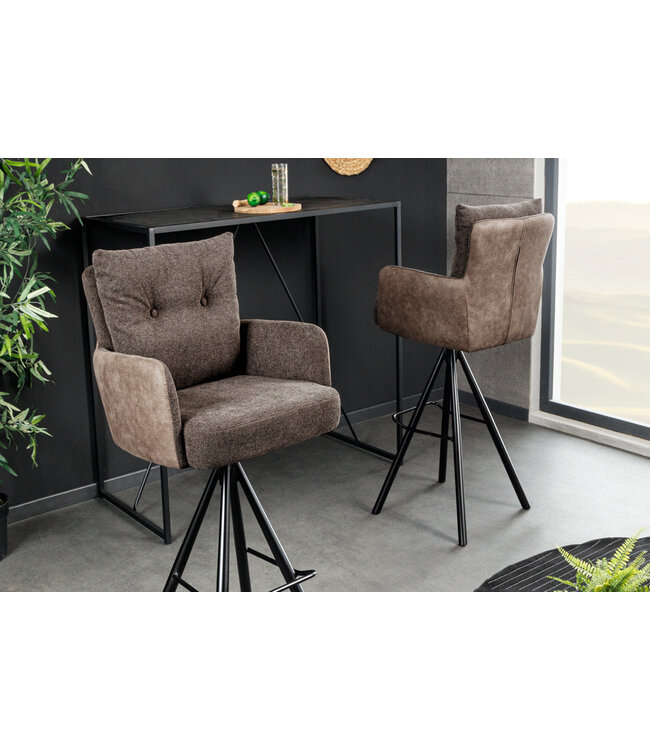 Invicta Interior Barkruk BIG GEORGE met armleuningen, plat geweven fluweel, taupekleurig, draaibaar. - 44719