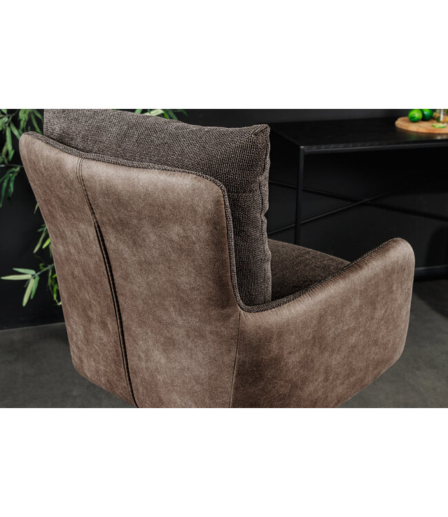 Invicta Interior Barkruk BIG GEORGE met armleuningen, plat geweven fluweel, taupekleurig, draaibaar. - 44719