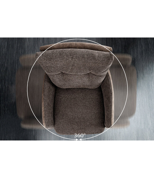 Invicta Interior Barkruk BIG GEORGE met armleuningen, plat geweven fluweel, taupekleurig, draaibaar. - 44719