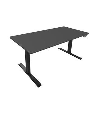 Invicta Interior Bureau ZWART BUREAU 140 cm in hoogte verstelbaar antraciet met zwart frame - 47547