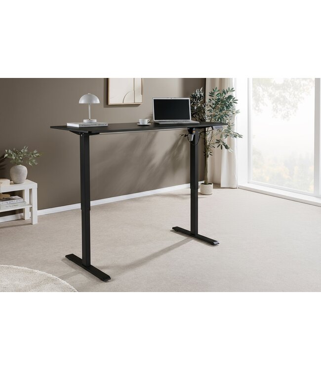 Invicta Interior Bureau ZWART BUREAU 140 cm in hoogte verstelbaar antraciet met zwart frame - 47547