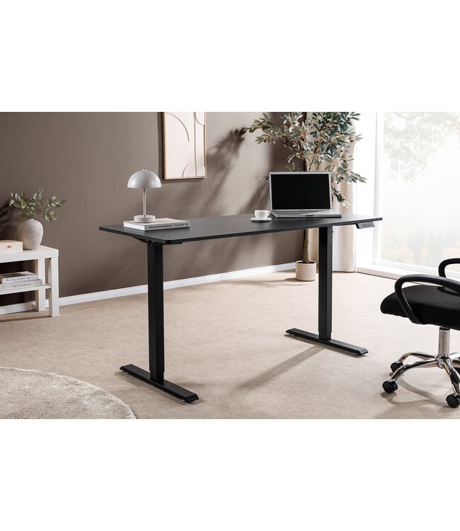 Invicta Interior Bureau ZWART BUREAU 140 cm in hoogte verstelbaar antraciet met zwart frame - 47547