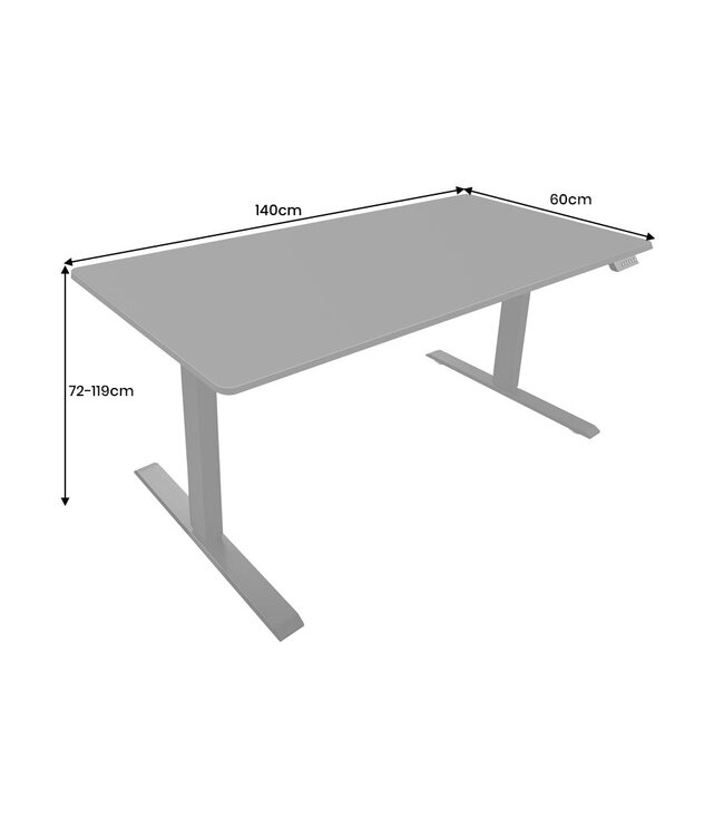 Invicta Interior Bureau ZWART BUREAU 140 cm in hoogte verstelbaar antraciet met zwart frame - 47547