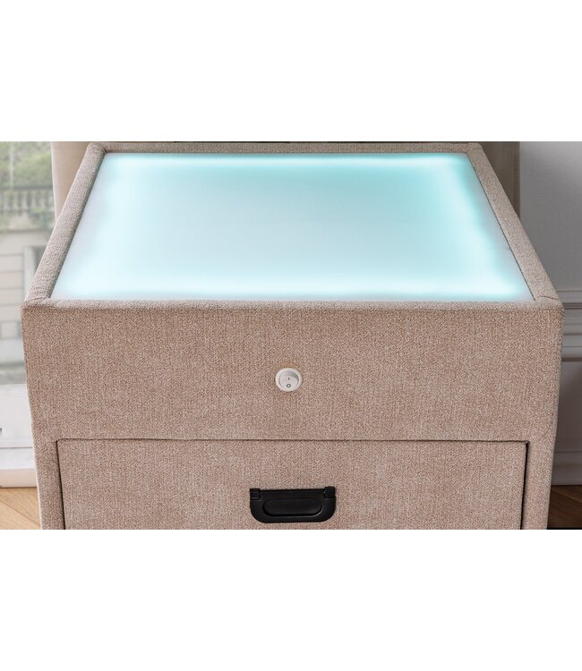 Invicta Interior Nachtkastje TOULOUSE met LED-verlichting 55 cm fluweel beige - 45948