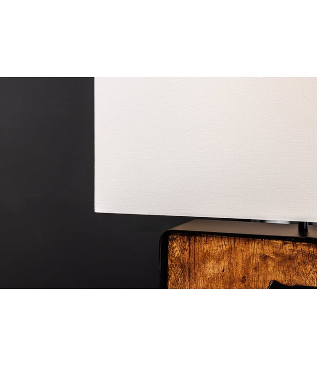 Invicta Interior Tafellamp DESIGNED BY NATURE 60cm raintree hout naturel zwart met witte kap handgemaakt - 46937