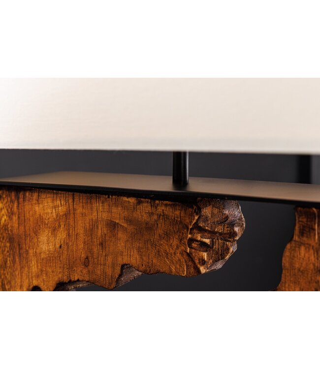 Invicta Interior Tafellamp DESIGNED BY NATURE 60cm raintree hout naturel zwart met witte kap handgemaakt - 46937