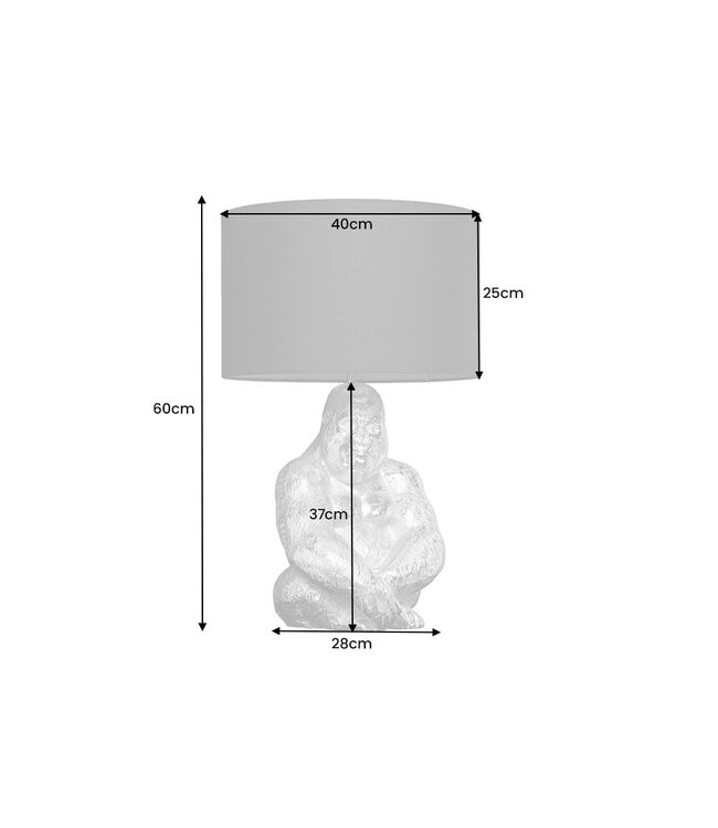 Invicta Interior Tafellamp GORILLA 60 cm zilver zonder lampenkap - 41688