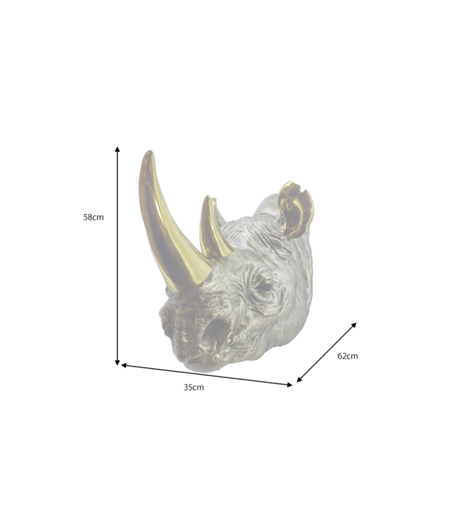 Invicta Interior Wanddecoratie RHINO 60cm handgemaakt goud - 48020