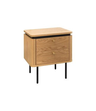 Invicta Interior Nachtkastje ATELIER 55 cm, natuurlijke eikenhoutlook met zwarte poten - 47458