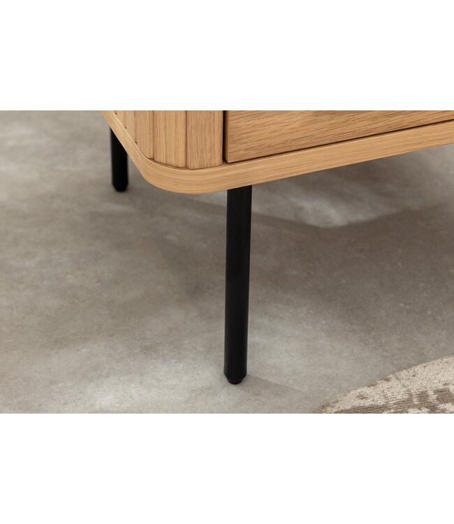 Invicta Interior Nachtkastje ATELIER 55 cm, natuurlijke eikenhoutlook met zwarte poten - 47458