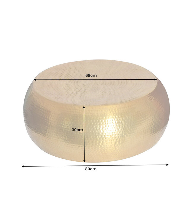 Invicta Interior Salontafel ORIENT 80 cm rond messing met hamerslageffect - 45663