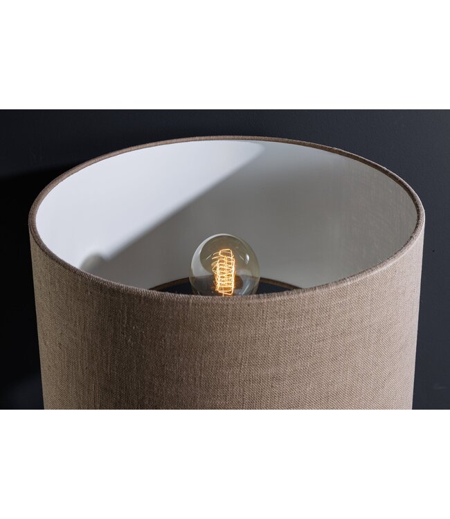 Invicta Interior Tafellamp ZEA 60cm met kleurverloop van zeegras, naturel bruin en goud, inclusief lampenkap van ruw linnen in bruin. - 46650