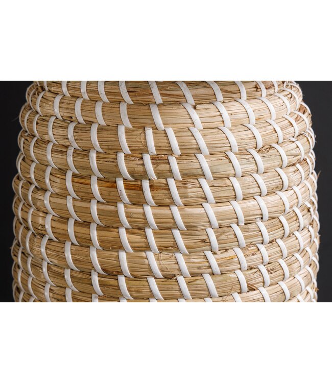 Invicta Interior Tafellamp ZEA 60cm met kleurverloop van zeegras, naturel bruin en goud, inclusief lampenkap van ruw linnen in bruin. - 46650