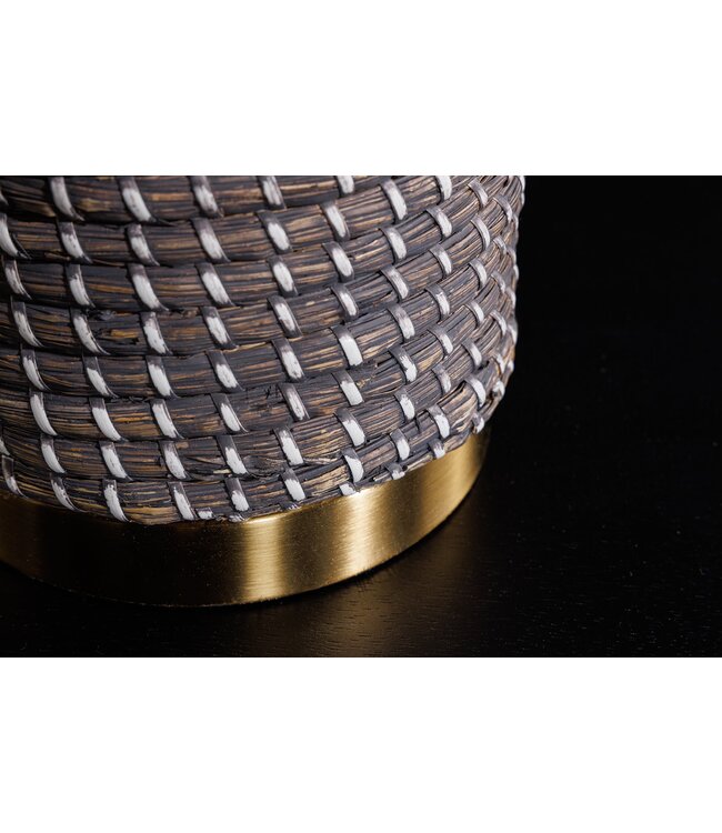 Invicta Interior Tafellamp ZEA 60cm met kleurverloop van zeegras, naturel bruin en goud, inclusief lampenkap van ruw linnen in bruin. - 46650