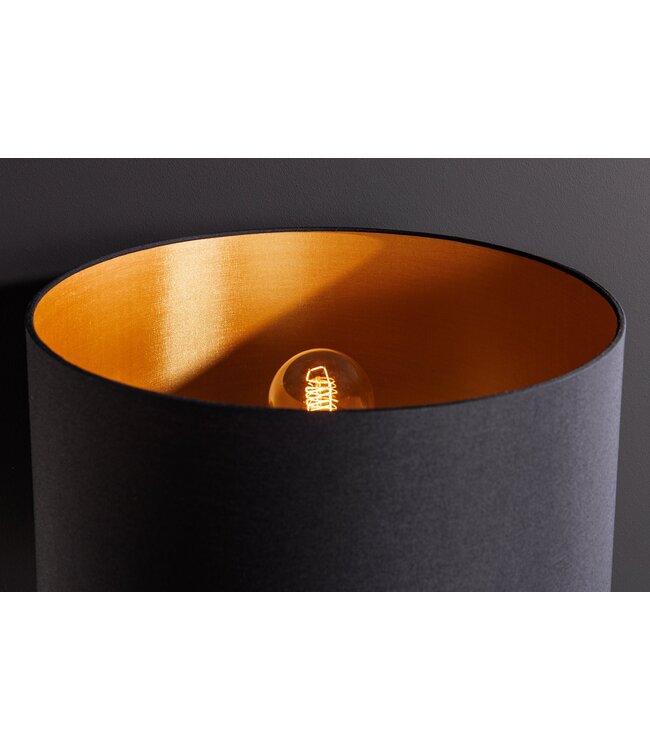 Invicta Interior Tafellamp ZEA 60cm met kleurverloop van zeegras, naturel bruin en goud, inclusief lampenkap van ruw linnen in zwart. - 46651