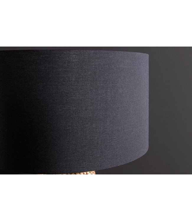 Invicta Interior Tafellamp ZEA 60cm met kleurverloop van zeegras, naturel bruin en goud, inclusief lampenkap van ruw linnen in zwart. - 46651