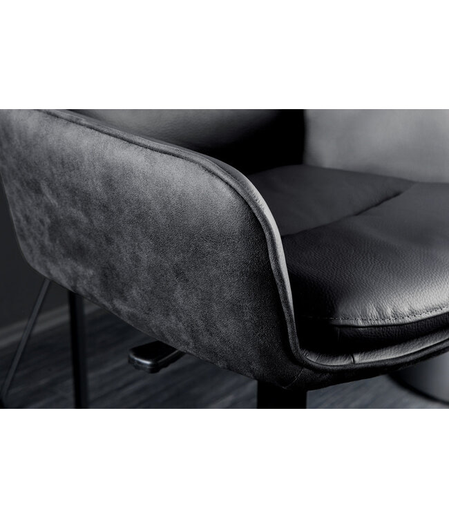 Invicta Interior Barkruk BIG GEORGE met armleuningen van antracietkleurig microvezelleer, draaibaar en in hoogte verstelbaar. - 44721