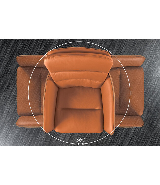 Invicta Interior Barkruk BIG GEORGE met armleuningen van microvezelleer in cognacbruin, draaibaar en in hoogte verstelbaar. - 46177