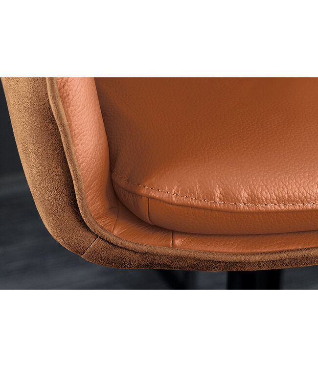 Invicta Interior Barkruk BIG GEORGE met armleuningen van microvezelleer in cognacbruin, draaibaar en in hoogte verstelbaar. - 46177