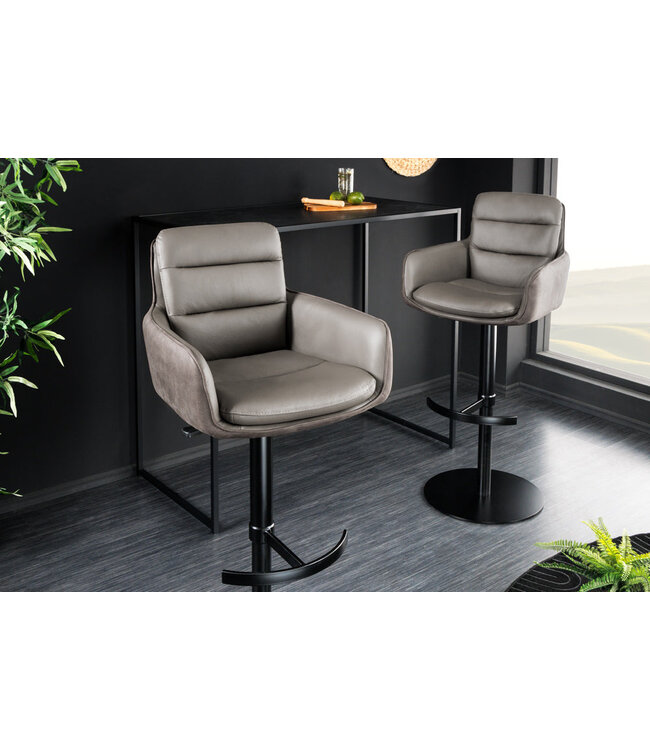 Invicta Interior Barkruk BIG GEORGE met armleuningen, microvezelleer, taupe, draaibaar, in hoogte verstelbaar. - 44720