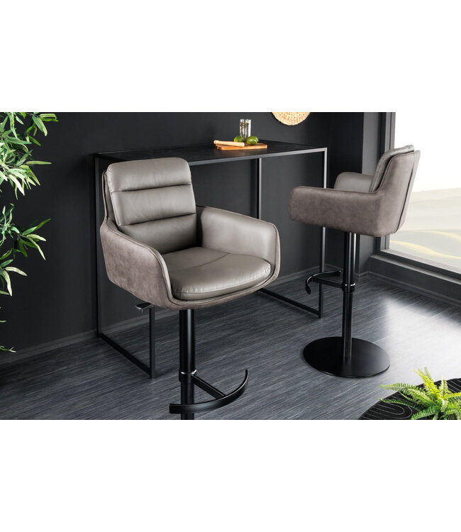 Invicta Interior Barkruk BIG GEORGE met armleuningen, microvezelleer, taupe, draaibaar, in hoogte verstelbaar. - 44720