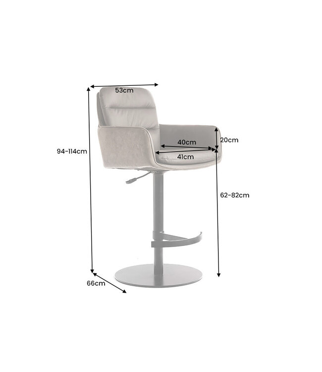 Invicta Interior Barkruk BIG GEORGE met armleuningen, microvezelleer, taupe, draaibaar, in hoogte verstelbaar. - 44720