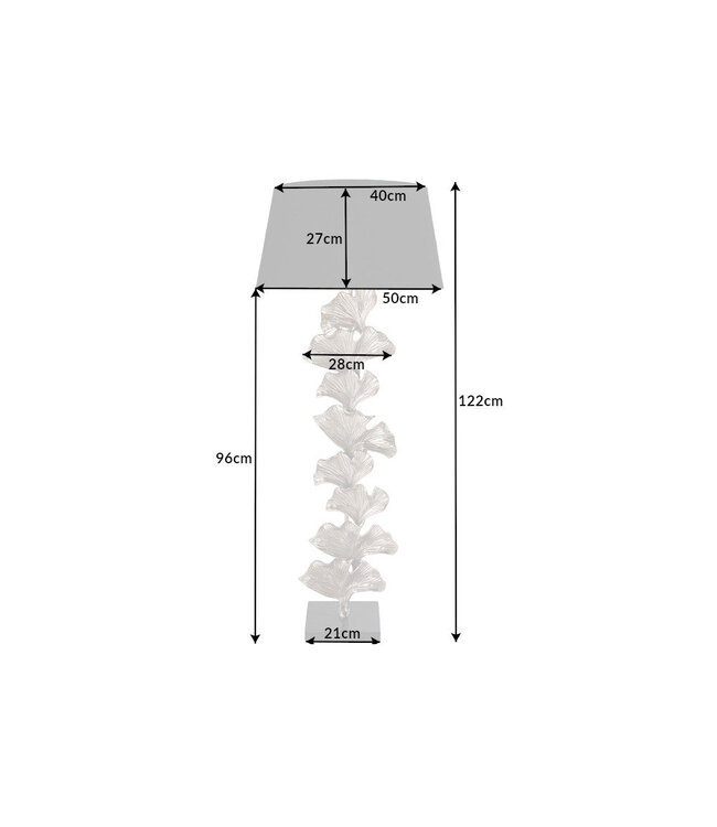 Invicta Interior Staande lamp GINKGO 95 cm zilver zonder kap - 41695