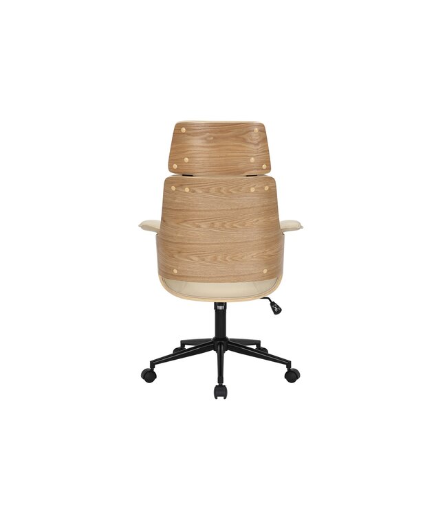Invicta Interior Bureaustoel MANHATTAN 44-54 cm, draaibaar, kunstleer, crèmekleurig beige en eikenhout - 47717