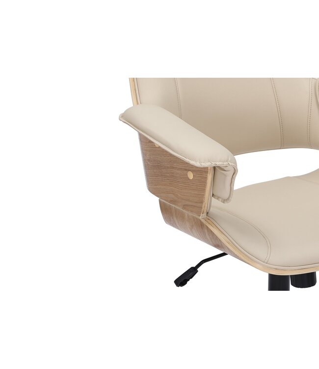 Invicta Interior Bureaustoel MANHATTAN 44-54 cm, draaibaar, kunstleer, crèmekleurig beige en eikenhout - 47717
