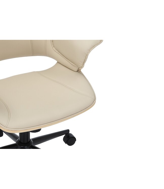 Invicta Interior Bureaustoel MANHATTAN 44-54 cm, draaibaar, kunstleer, crèmekleurig beige en eikenhout - 47717