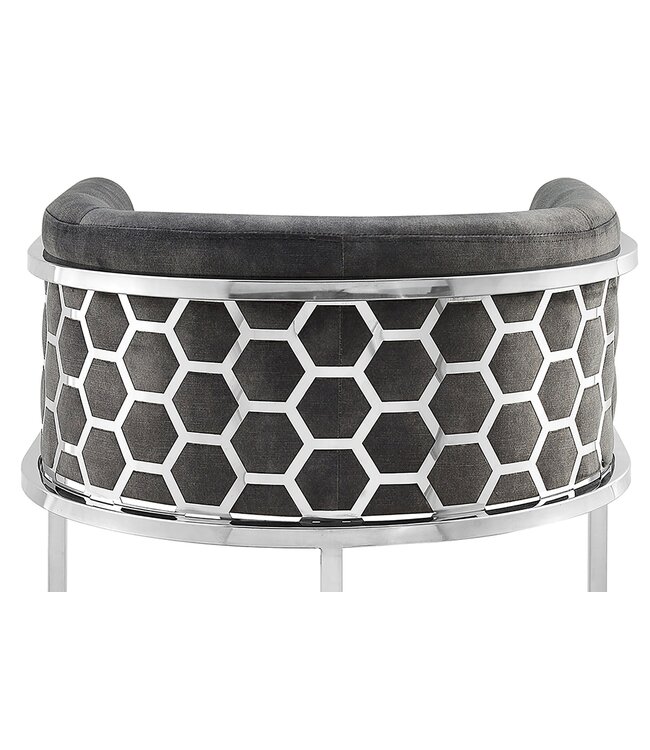 Invicta Interior Barkruk ELEGANCE fluweelgrijs met zilverkleurig roestvrijstalen frame - 47504