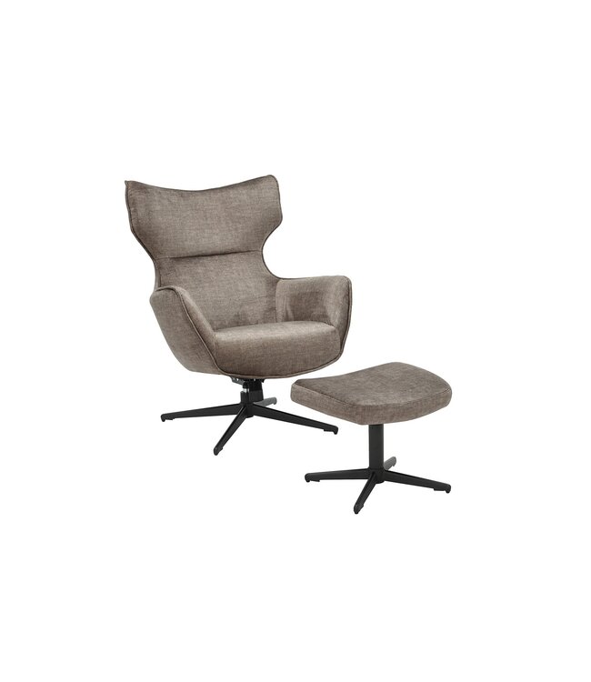 Invicta Interior Fauteuil VOGUE 360° draaibaar, taupekleurig fluweel met zwart metalen frame - 46701