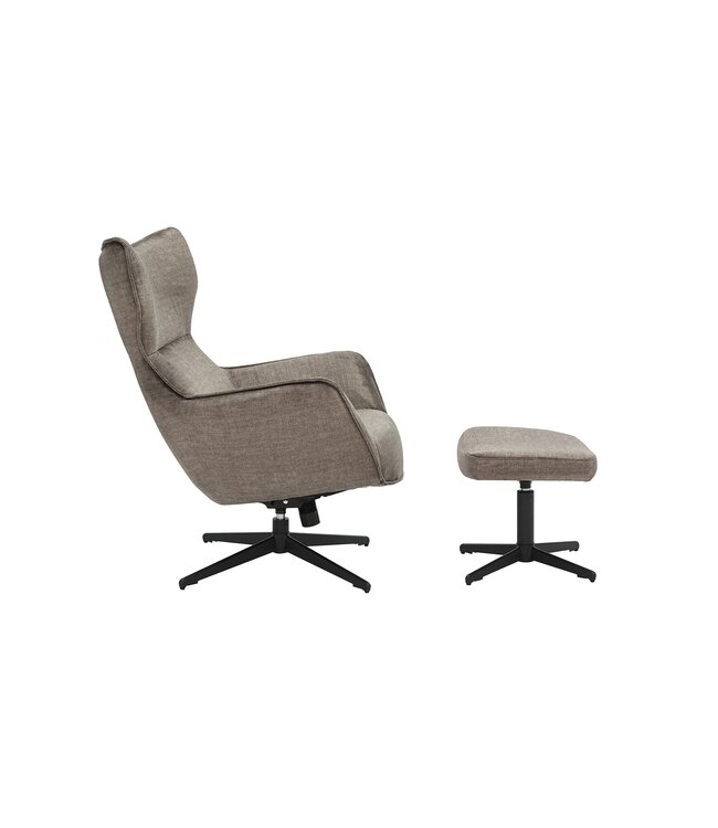 Invicta Interior Fauteuil VOGUE 360° draaibaar, taupekleurig fluweel met zwart metalen frame - 46701