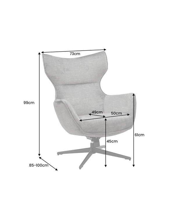 Invicta Interior Fauteuil VOGUE 360° draaibaar, taupekleurig fluweel met zwart metalen frame - 46701