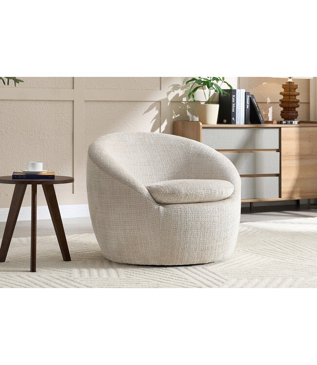 Invicta Interior Fauteuil ALPINE 360° draaibaar, met structuurstof, beige - 46862