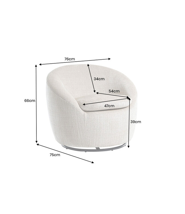 Invicta Interior Fauteuil ALPINE 360° draaibaar, met structuurstof, beige - 46862