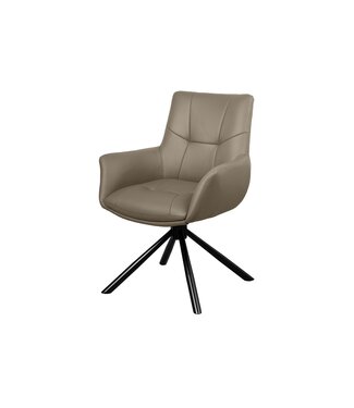 Invicta Interior Draaistoel SIGNATURE 360° met armleuningen, verende kern, taupekleurig leer, draaibaar - 47468